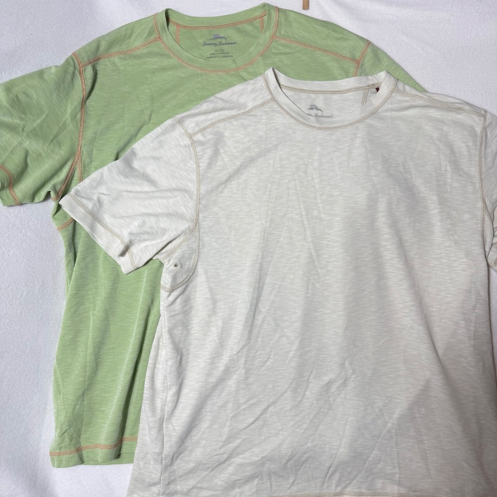 Tommy Bahama Bali Skyline T-Shirt Bundle Green White RN86549 Mens XL 2 Pack